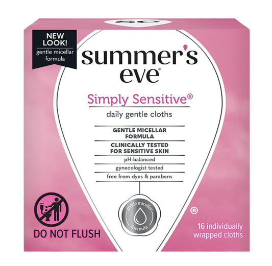 SUMMER'S EVE SIMPLY SENSITIVE DAILY GENTLE CLOTHS (16 PIECES)