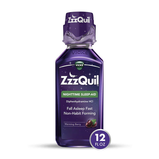 Vicks ZzzQuil, Nighttime Sleep Aid Liquid, 50 mg Diphenhydramine HCl, Warming Berry
